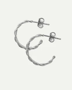 Dear Darling Berlin Twisted Hoop Earrings Silver