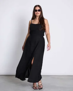 Linen Bow Dress Leuven Black