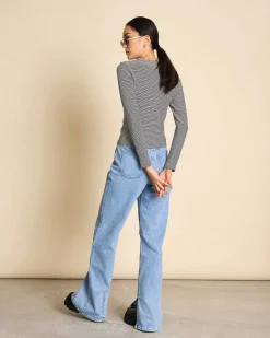 Longsleeve Perla Black White Striped