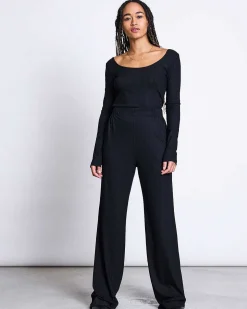 Longsleeve Scoop Rib Black Tencel