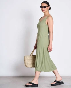 Midi Dress Triangle Pale Olive