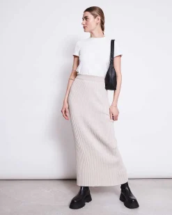Midi Knit Skirt Ebba Ivory Gots