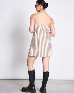 Mini Dress Alloa Camel Striped