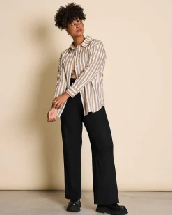 Oversized Shirt Mamro Camel Striped