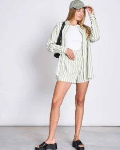 Oversized Shirt Mamro Pistachio Striped