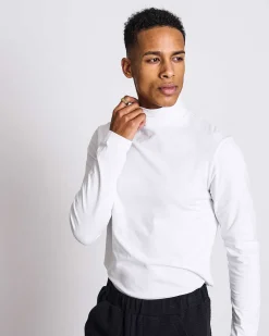 Turtle Neck Sweater Mio White For Men Gots